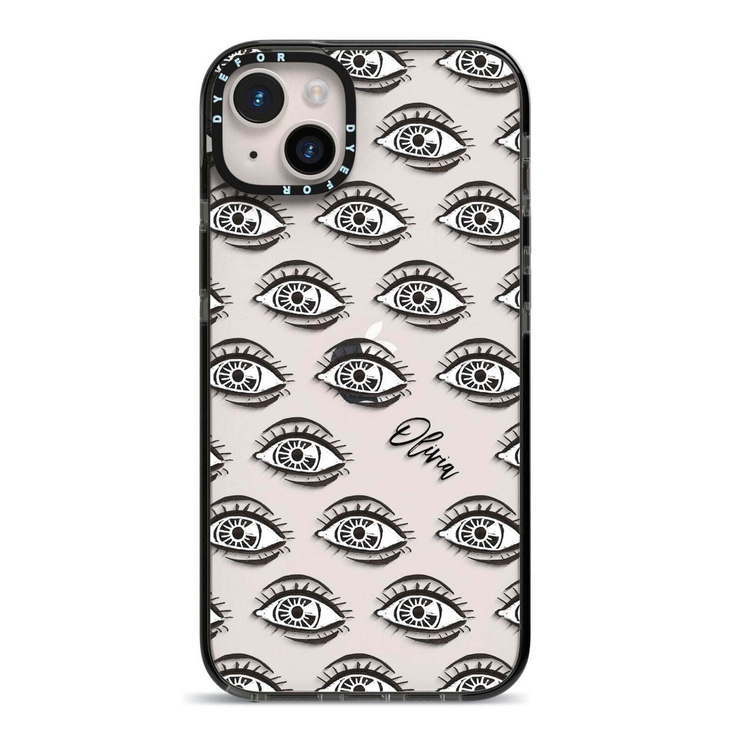 Eye Eye Personalised iPhone 14 Plus Black Impact Case on Silver phone