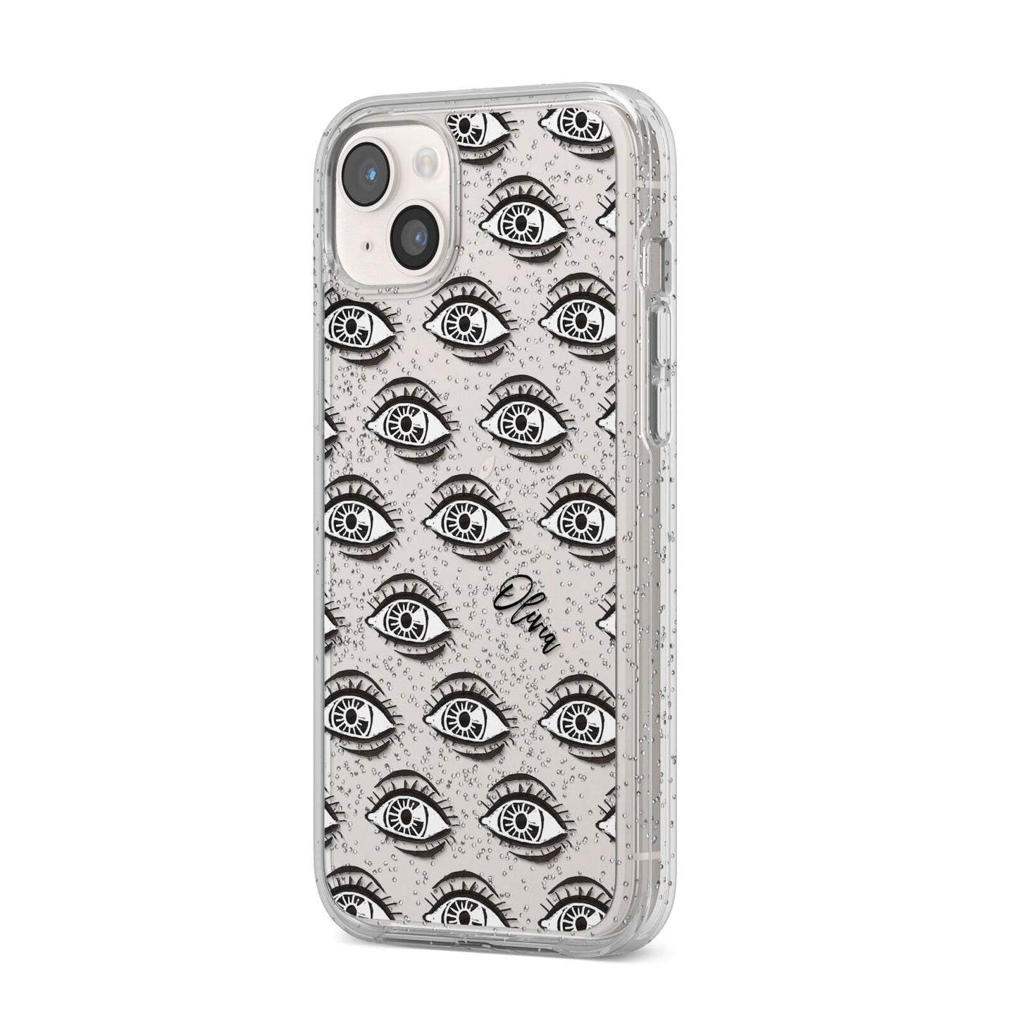 Eye Eye Personalised iPhone 14 Plus Glitter Tough Case Starlight Angled Image