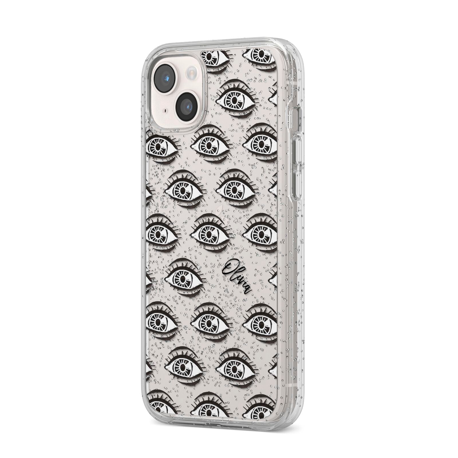 Eye Eye Personalised iPhone 14 Plus Glitter Tough Case Starlight Angled Image
