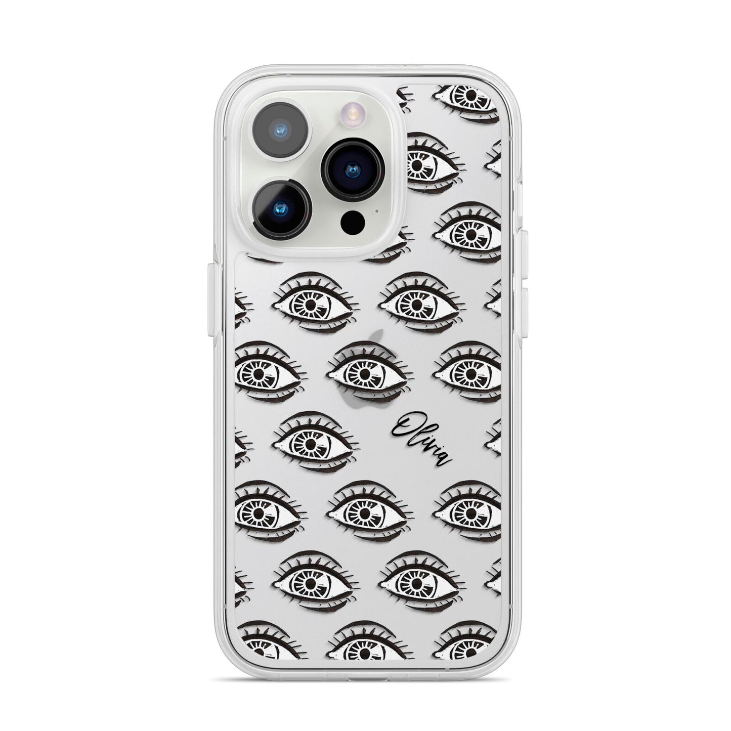 Eye Eye Personalised iPhone 14 Pro Clear Tough Case Silver