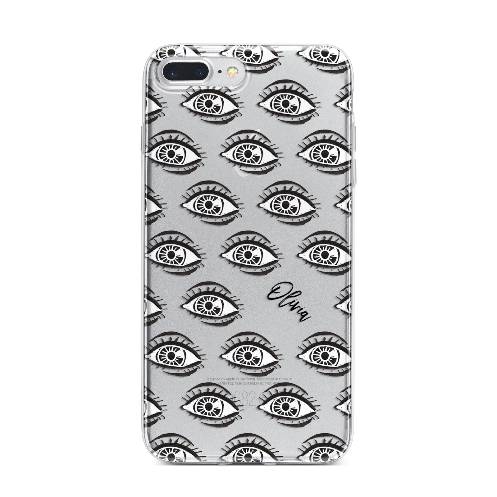 Eye Eye Personalised iPhone 7 Plus Bumper Case on Silver iPhone