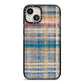 Fabric Plaid iPhone 13 Black Impact Case on Silver phone