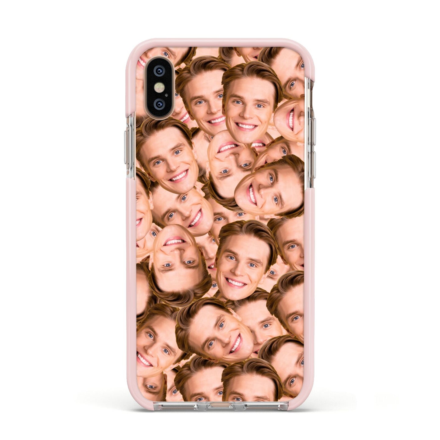 Face Apple iPhone Xs Impact Case Pink Edge on Gold Phone