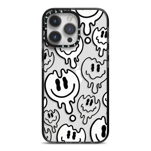 Face Melt iPhone 14 Pro Max Black Impact Case on Silver phone