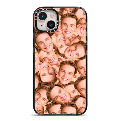Face iPhone 14 Plus Black Impact Case on Silver phone