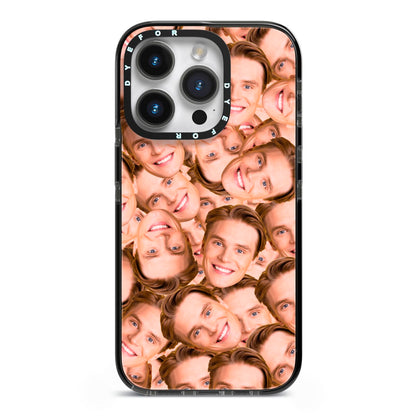 Face iPhone 14 Pro Black Impact Case on Silver phone