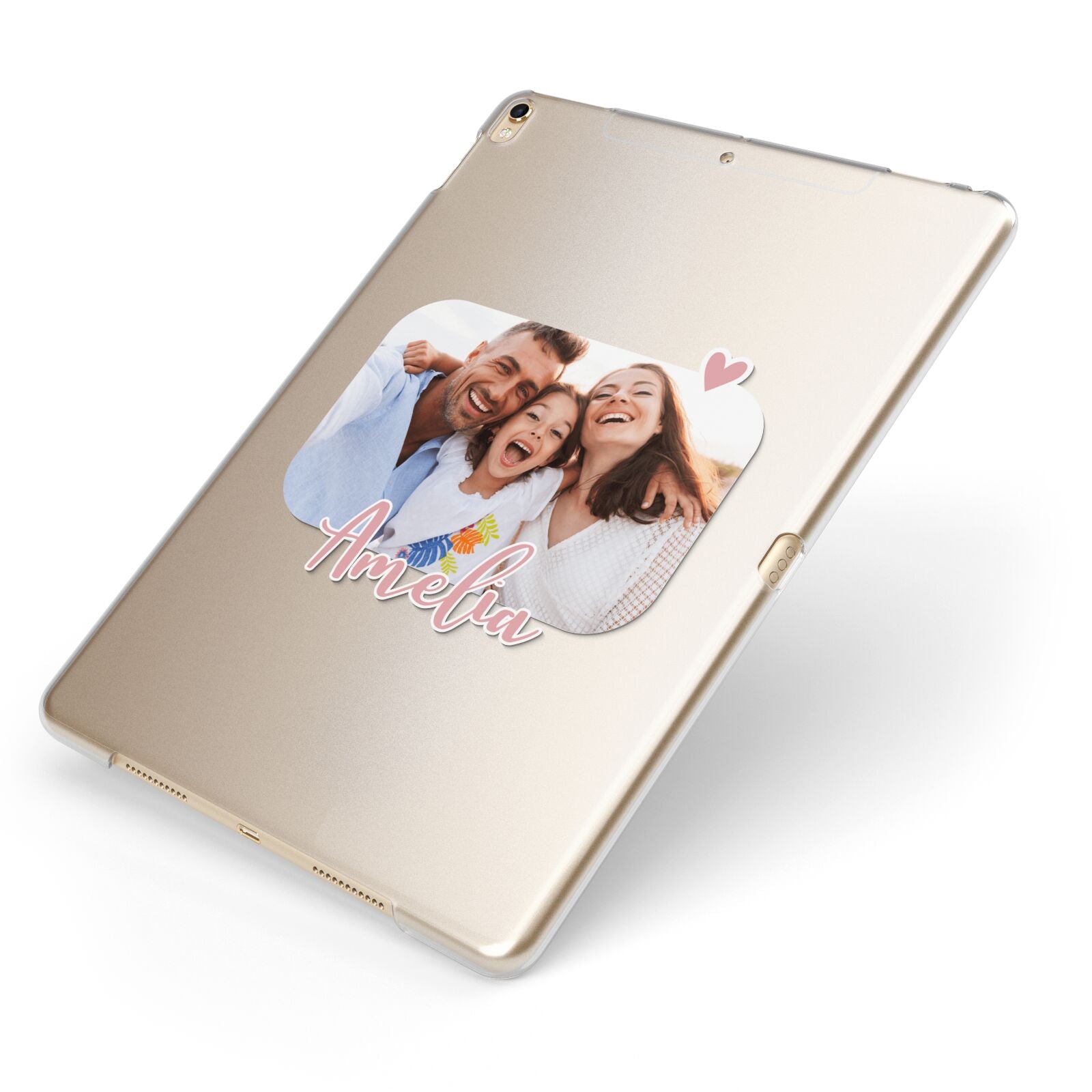 Family Photo Personalised Apple iPad Case on Gold iPad Side View