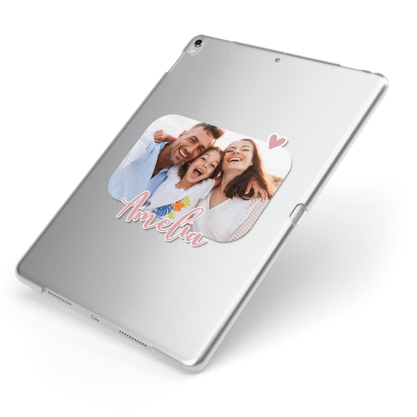 Family Photo Personalised Apple iPad Case on Silver iPad Side View