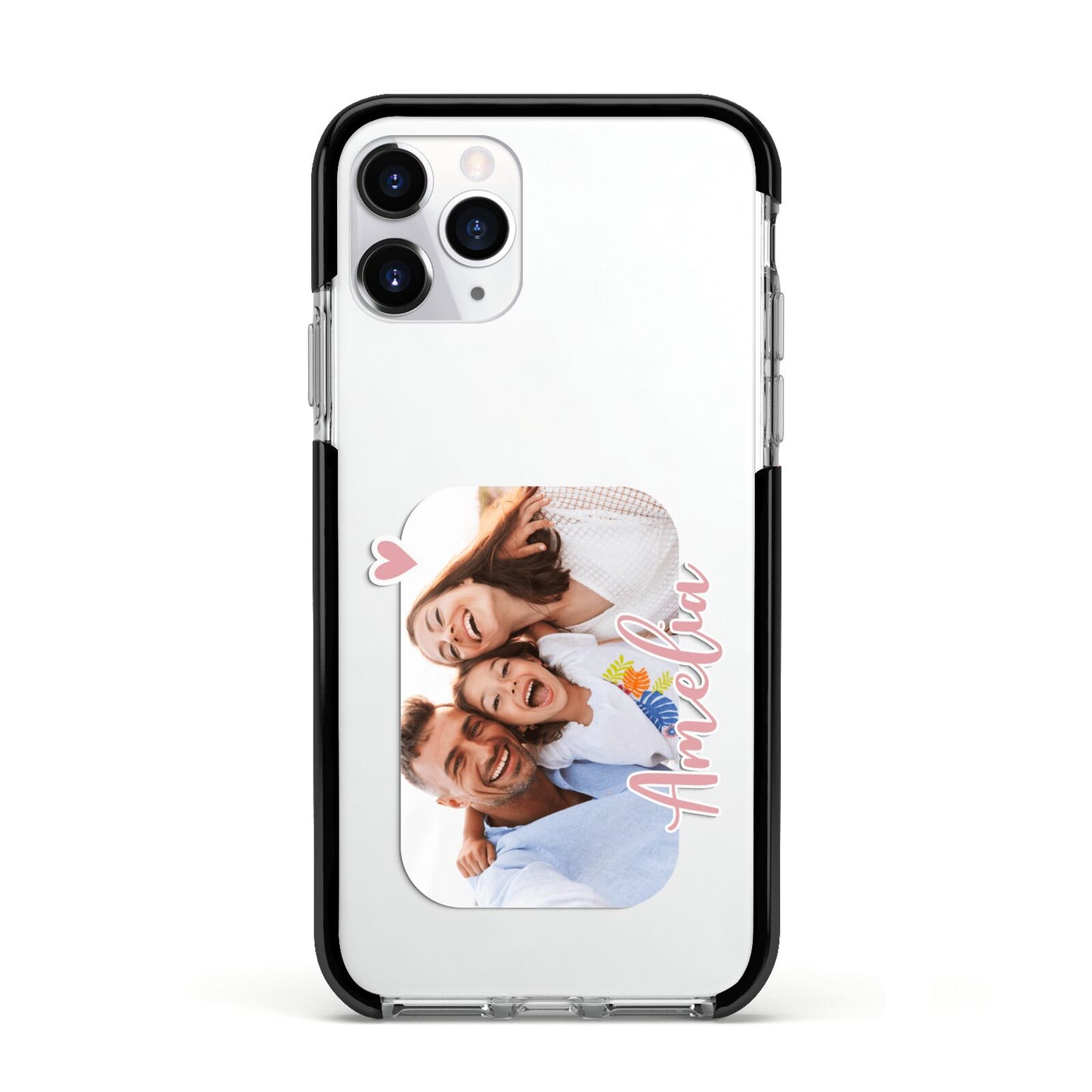 Family Photo Personalised Apple iPhone 11 Pro in Silver with Black Impact Case