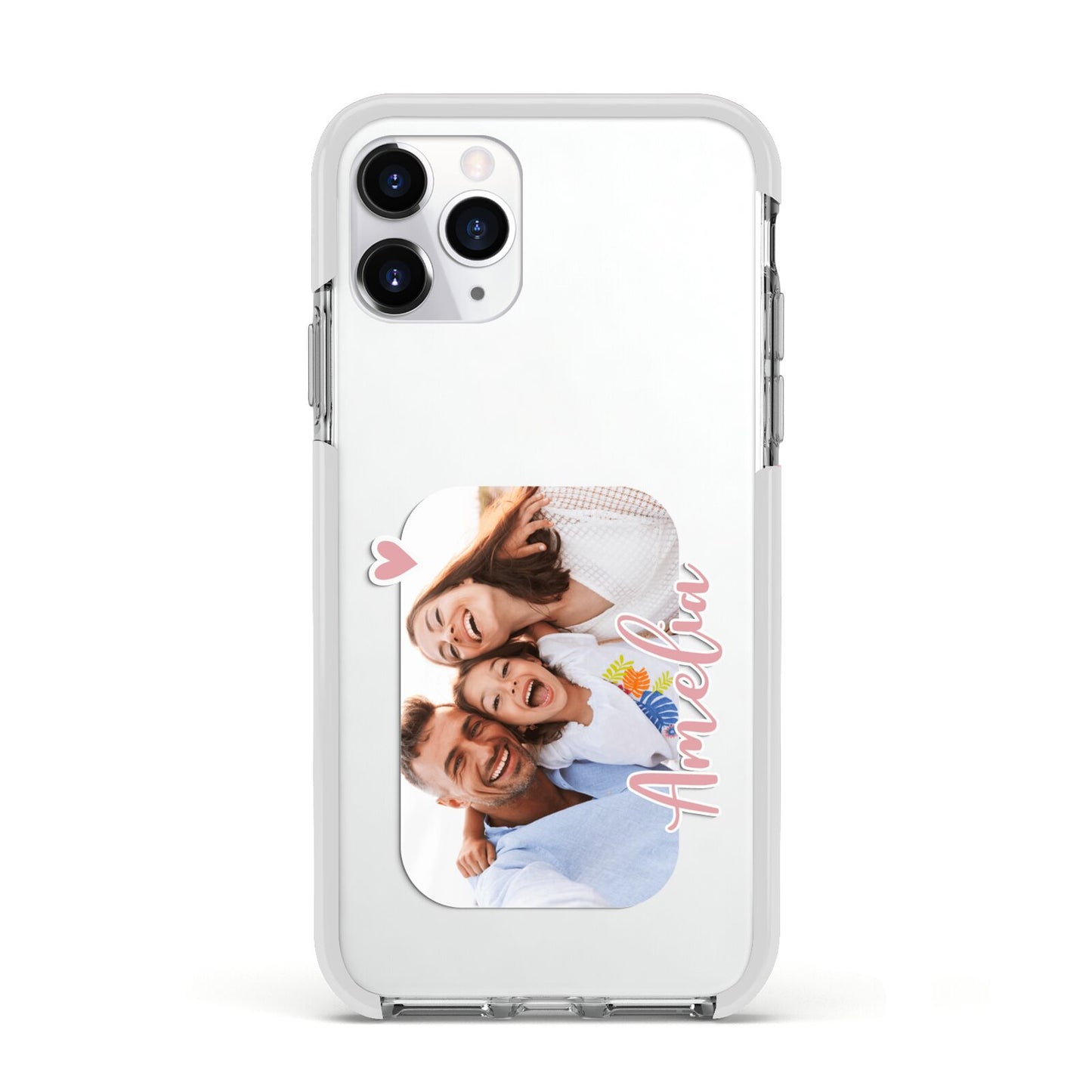 Family Photo Personalised Apple iPhone 11 Pro in Silver with White Impact Case
