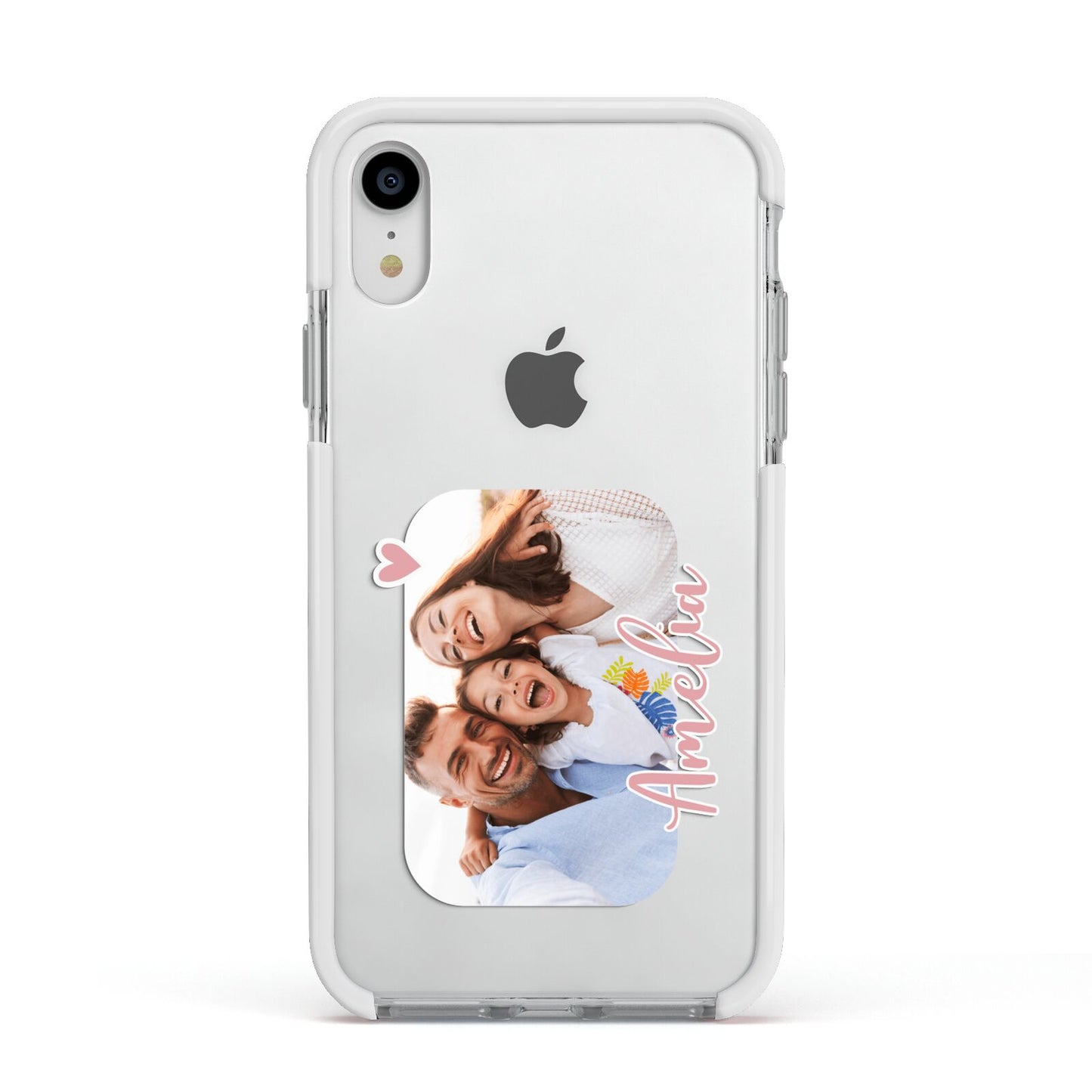 Family Photo Personalised Apple iPhone XR Impact Case White Edge on Silver Phone
