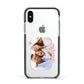 Family Photo Personalised Apple iPhone Xs Impact Case Black Edge on Silver Phone
