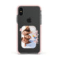 Family Photo Personalised Apple iPhone Xs Impact Case Pink Edge on Black Phone