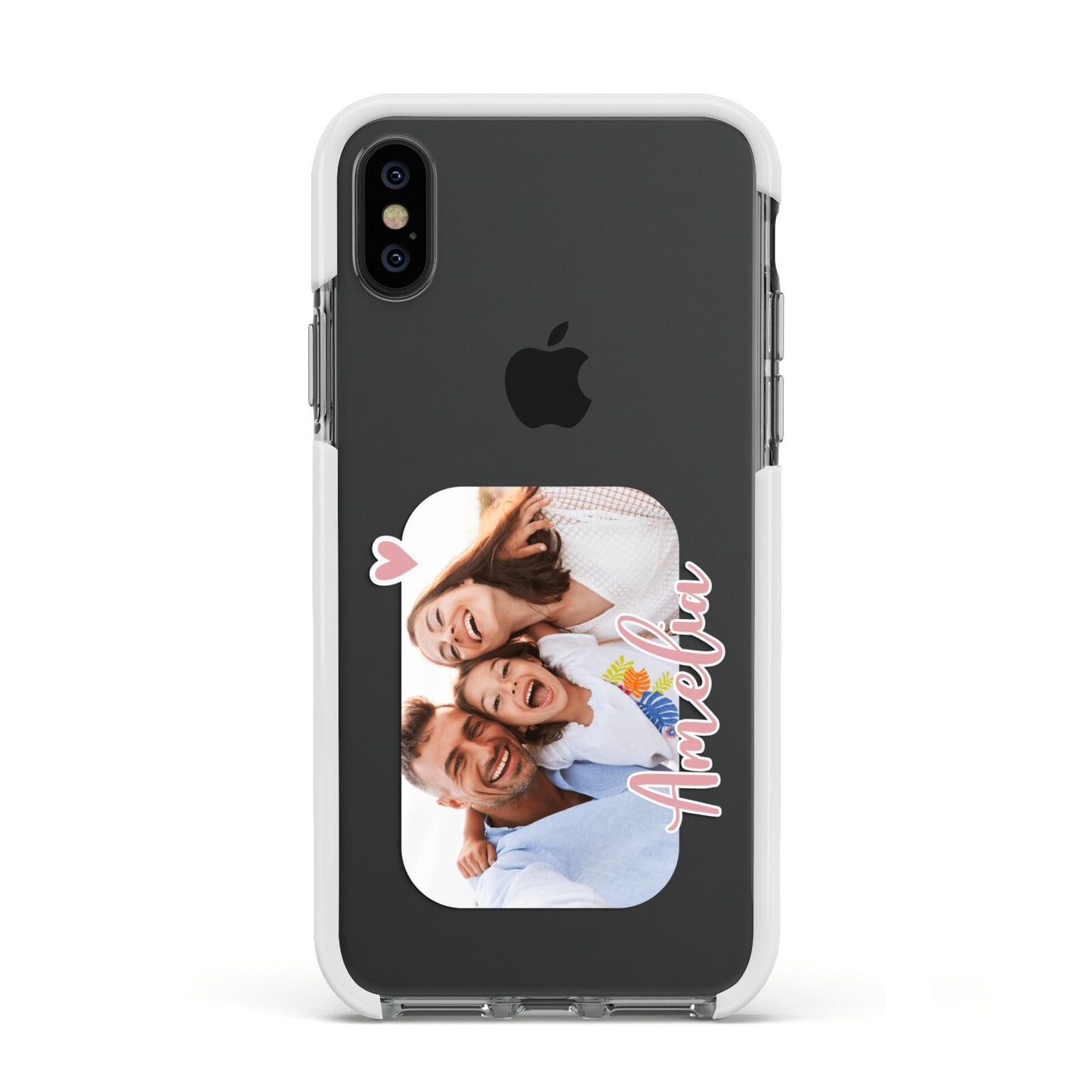 Family Photo Personalised Apple iPhone Xs Impact Case White Edge on Black Phone