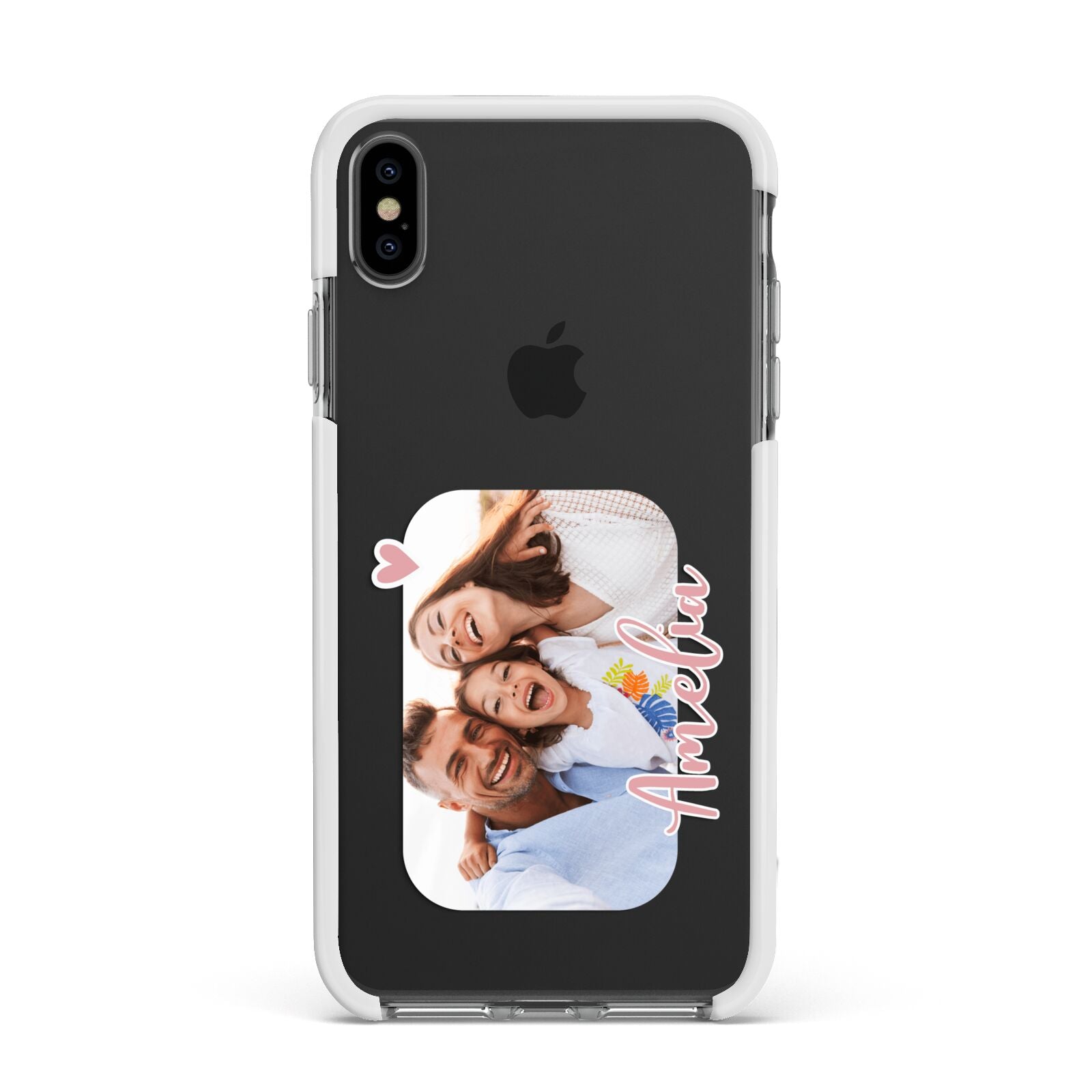 Family Photo Personalised Apple iPhone Xs Max Impact Case White Edge on Black Phone