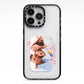 Family Photo Personalised iPhone 13 Pro Black Impact Case on Silver phone