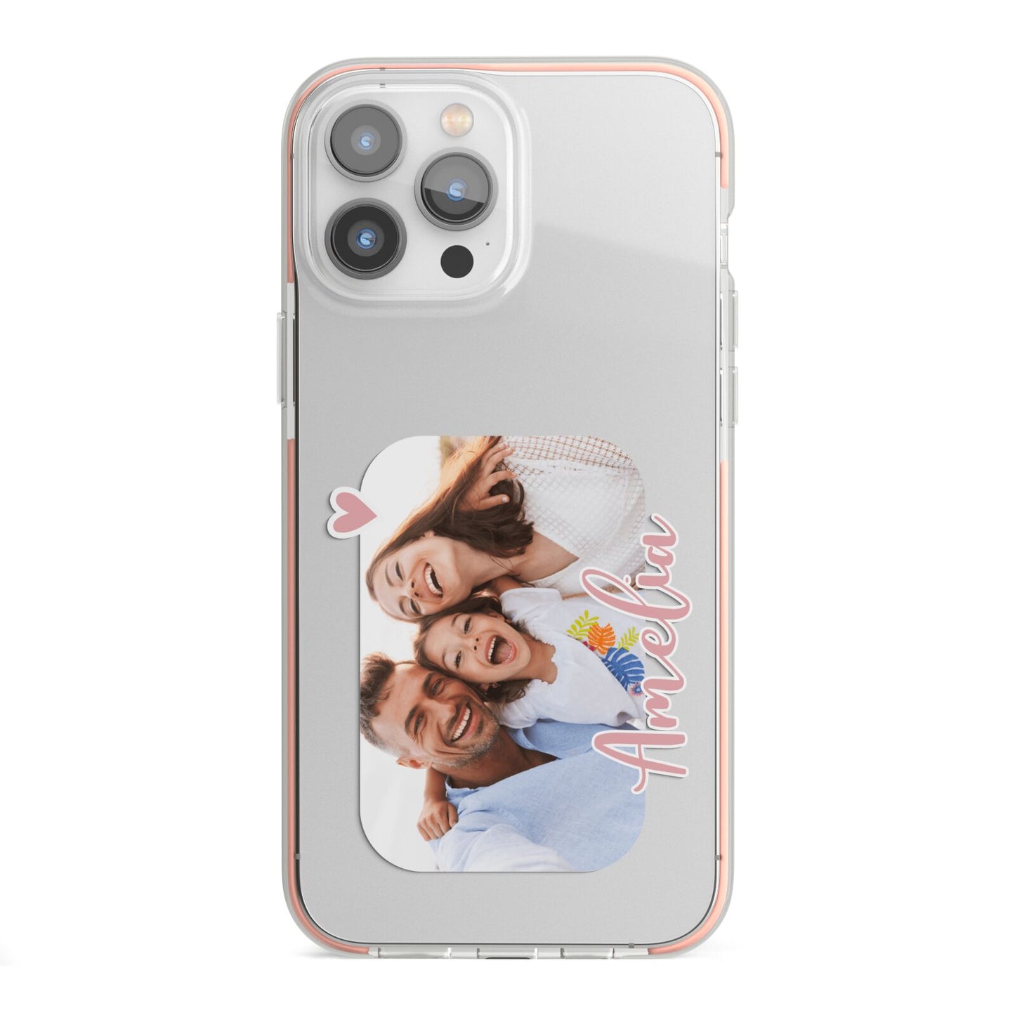 Family Photo Personalised iPhone 13 Pro Max TPU Impact Case with Pink Edges