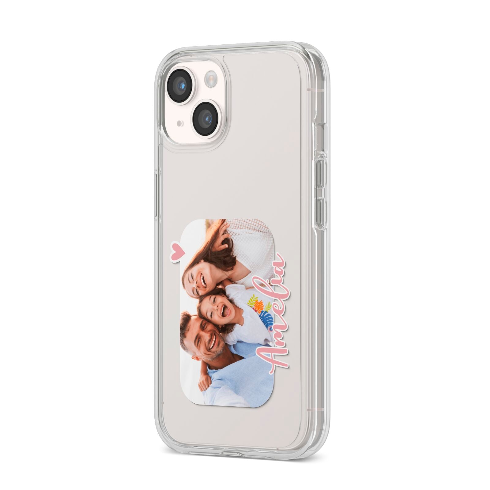Family Photo Personalised iPhone 14 Clear Tough Case Starlight Angled Image