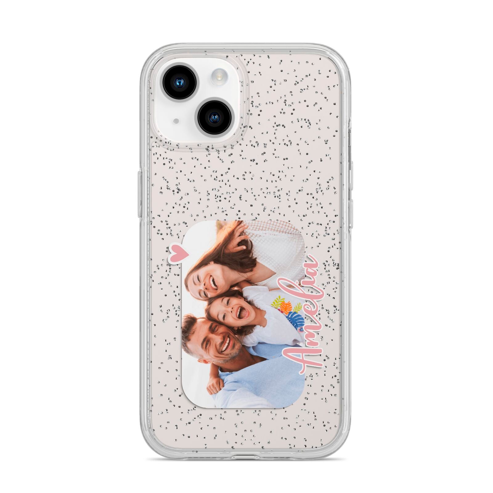 Family Photo Personalised iPhone 14 Glitter Tough Case Starlight
