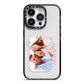 Family Photo Personalised iPhone 14 Pro Black Impact Case on Silver phone