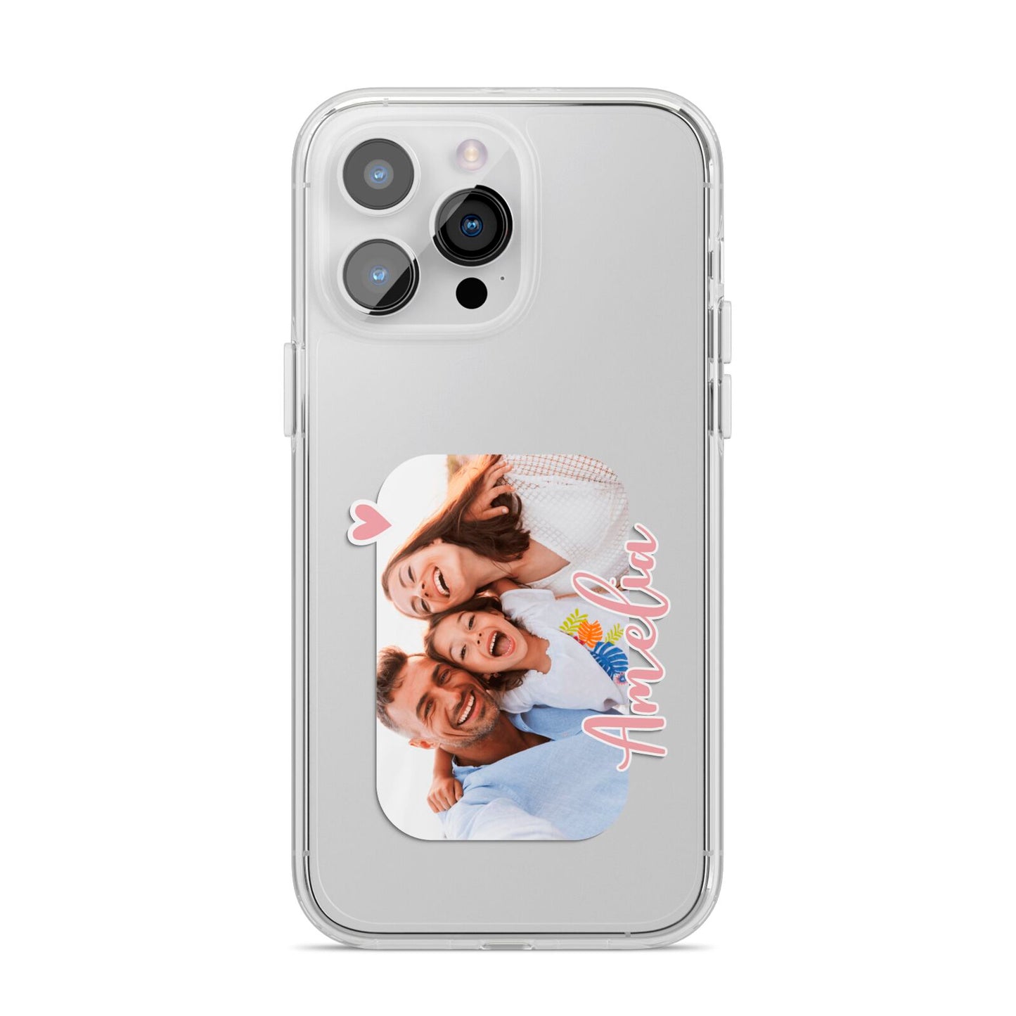 Family Photo Personalised iPhone 14 Pro Max Clear Tough Case Silver