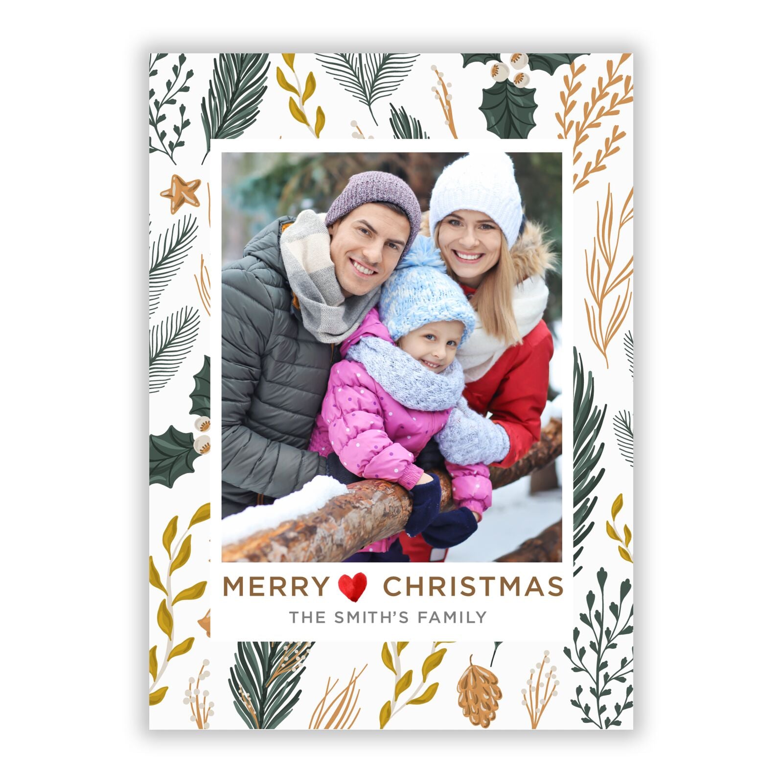 Family Photo Upload Classic Christmas A5 Flat Greetings Card