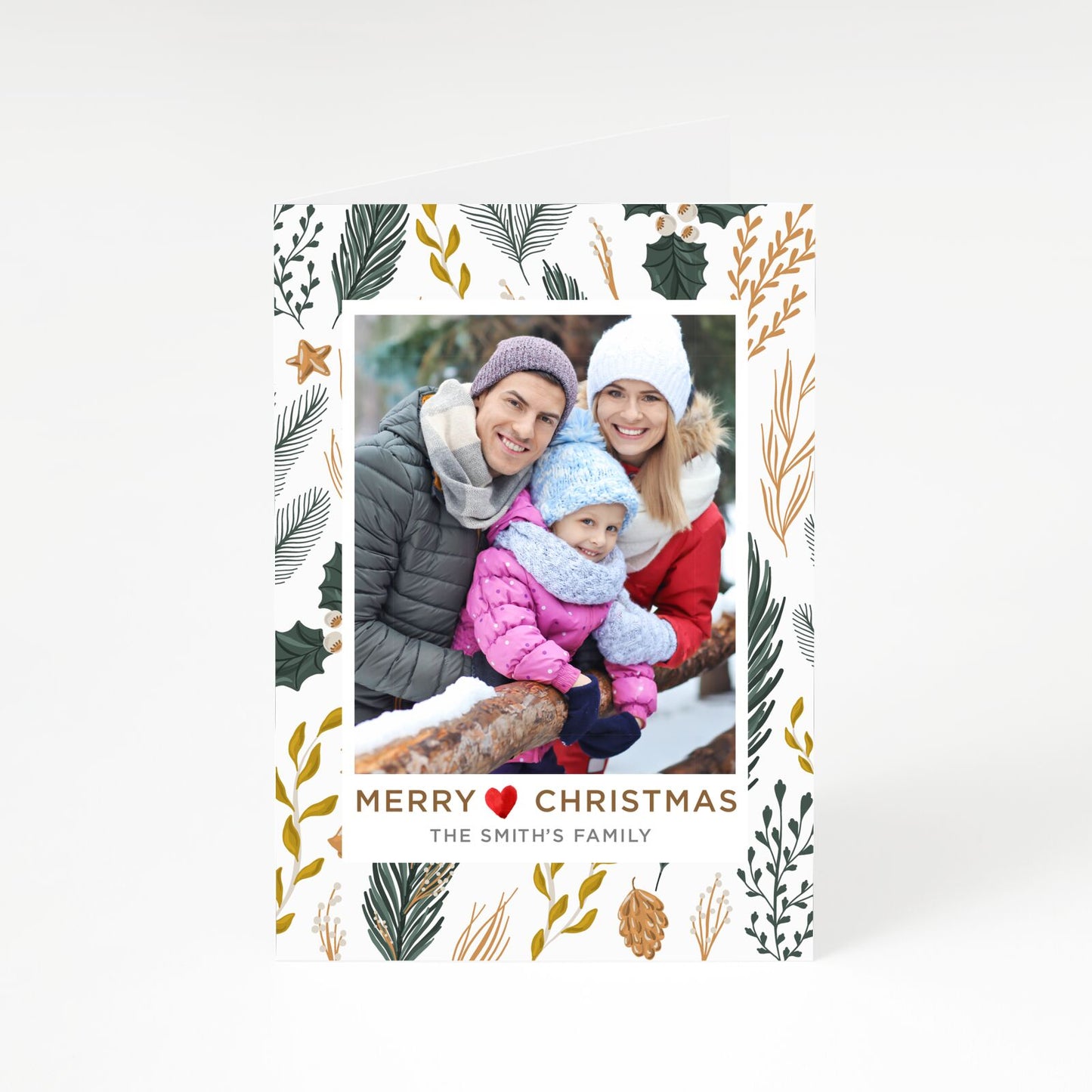Family Photo Upload Classic Christmas A5 Greetings Card