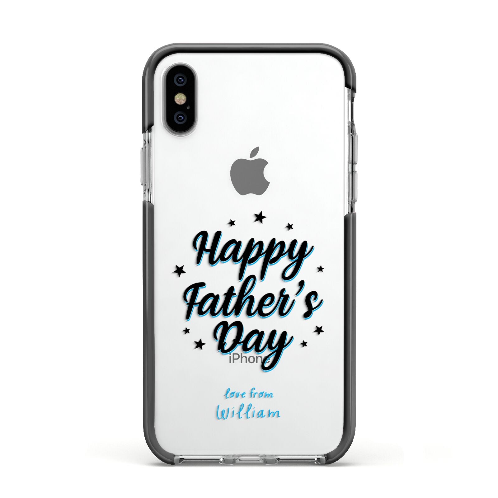 Fathers Day Apple iPhone Xs Impact Case Black Edge on Silver Phone