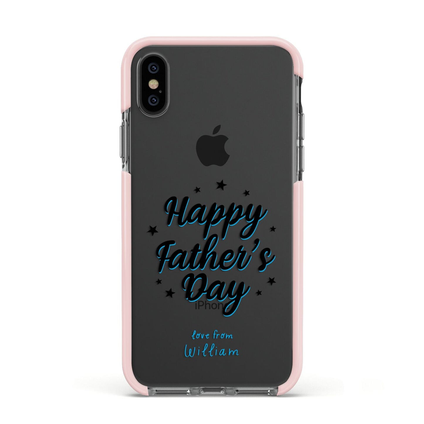 Fathers Day Apple iPhone Xs Impact Case Pink Edge on Black Phone