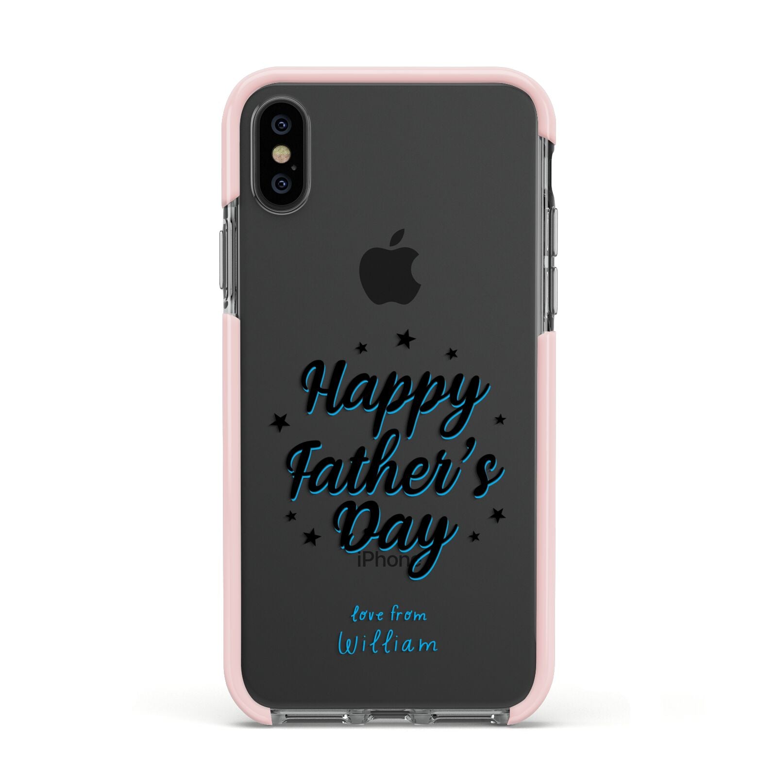 Fathers Day Apple iPhone Xs Impact Case Pink Edge on Black Phone