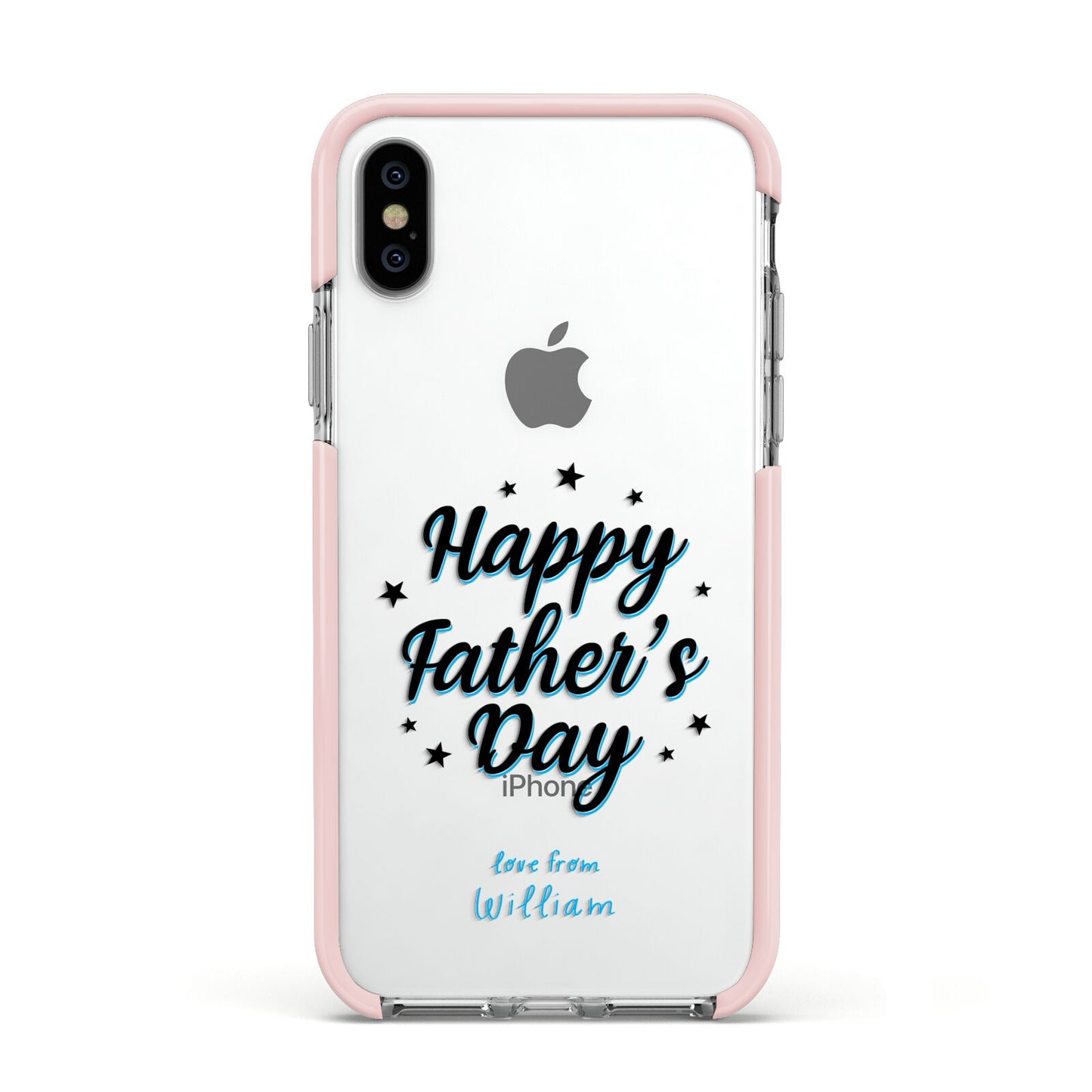 Fathers Day Apple iPhone Xs Impact Case Pink Edge on Silver Phone