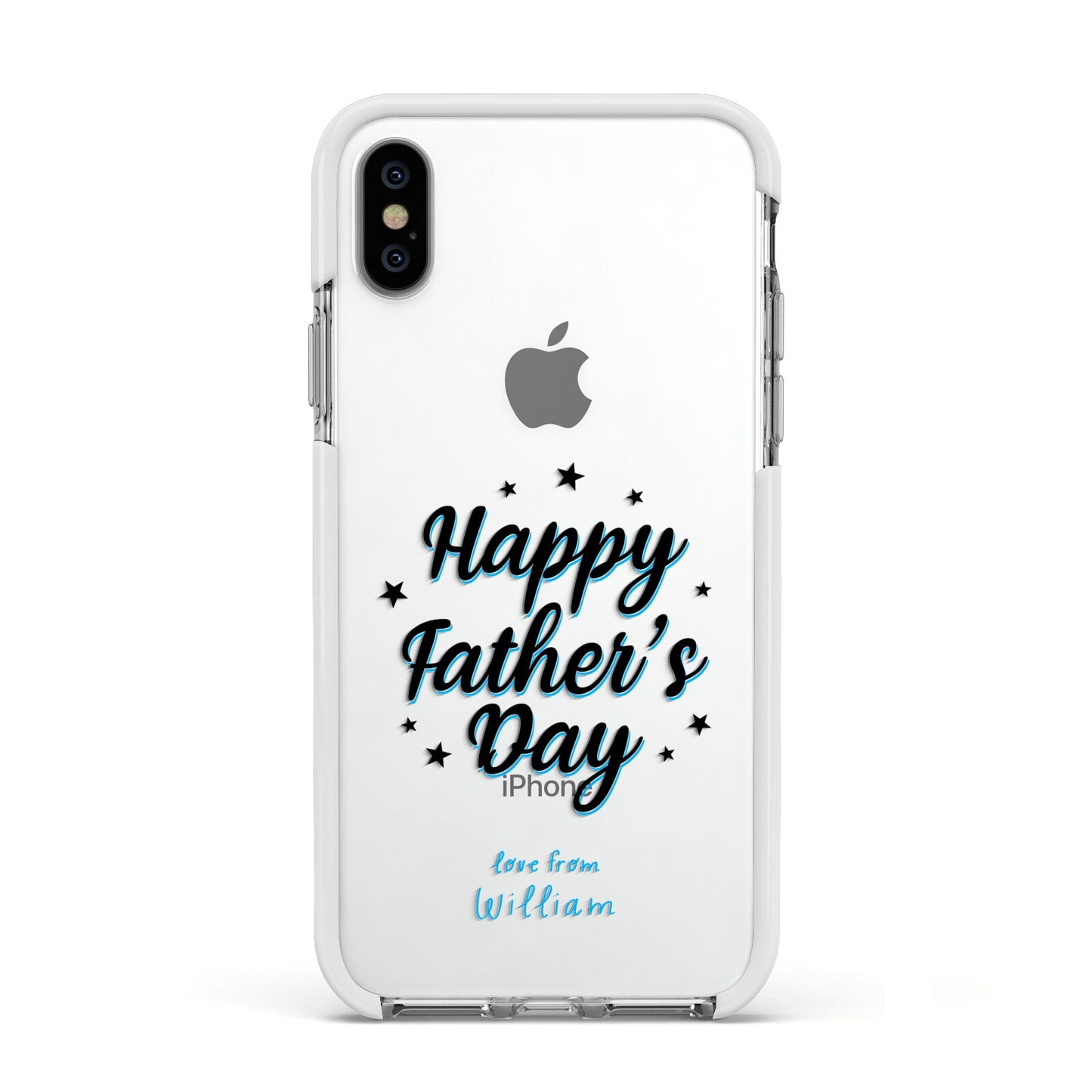 Fathers Day Apple iPhone Xs Impact Case White Edge on Silver Phone