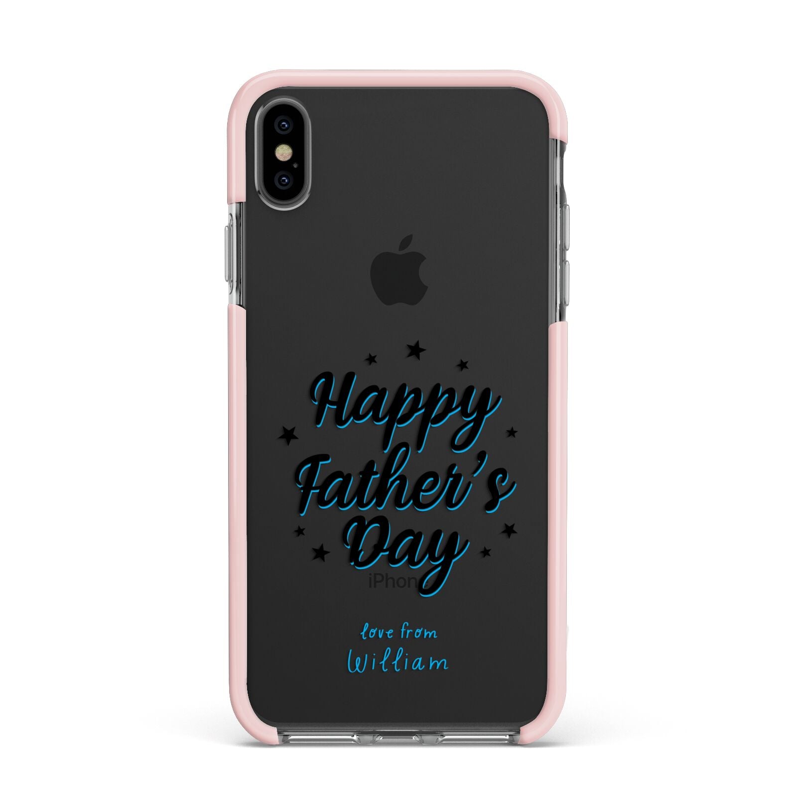 Fathers Day Apple iPhone Xs Max Impact Case Pink Edge on Black Phone