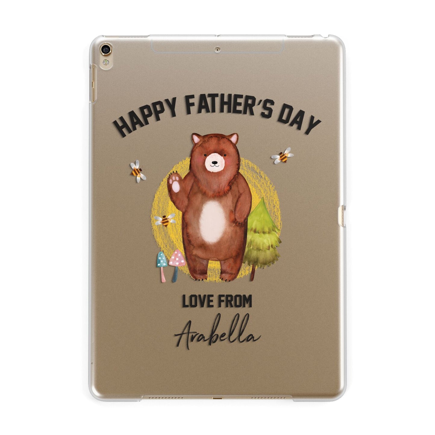 Fathers Day Bear Apple iPad Gold Case