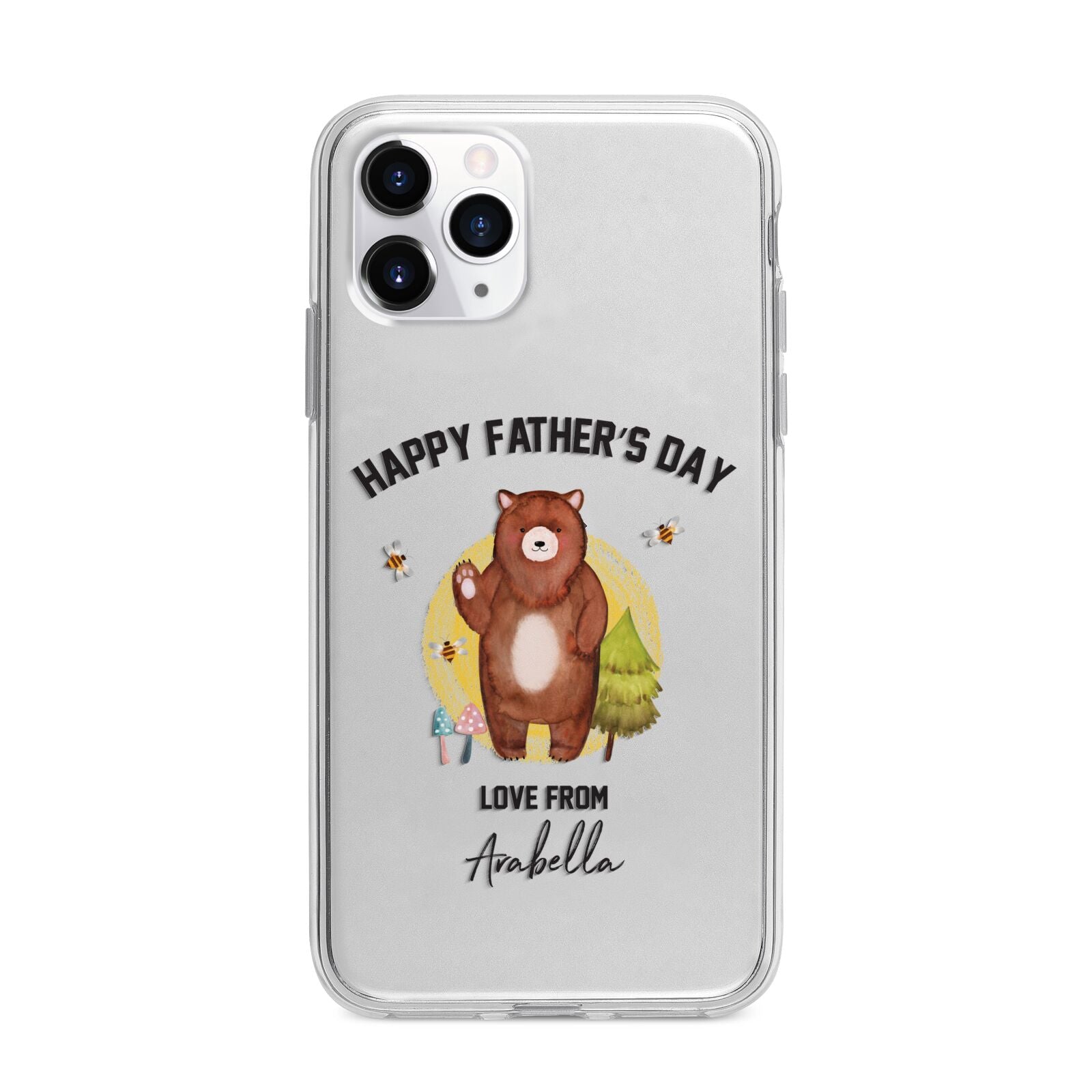 Fathers Day Bear Apple iPhone 11 Pro Max in Silver with Bumper Case