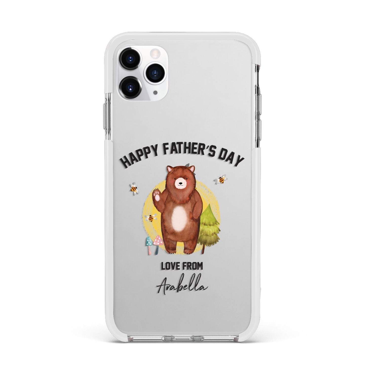 Fathers Day Bear Apple iPhone 11 Pro Max in Silver with White Impact Case