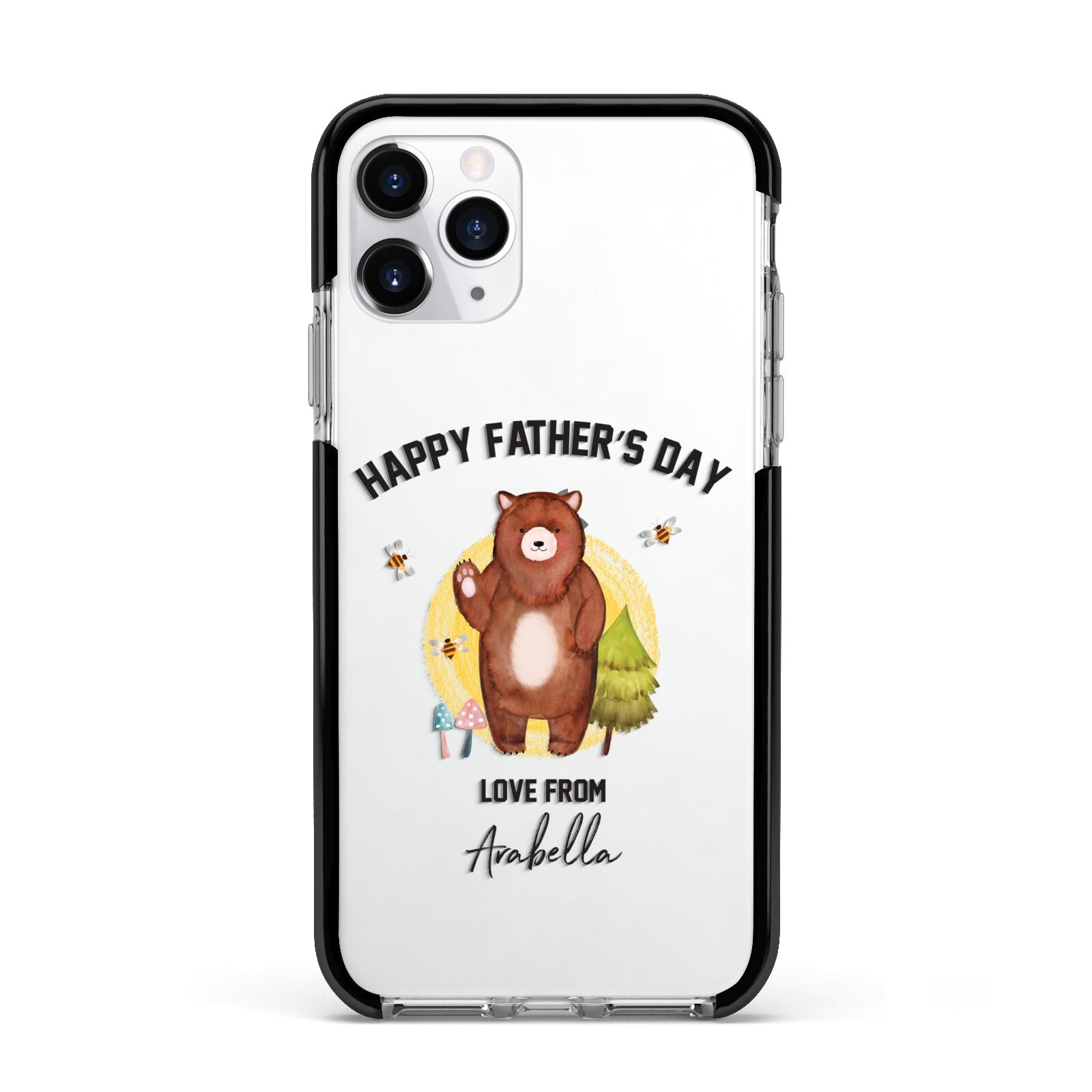 Fathers Day Bear Apple iPhone 11 Pro in Silver with Black Impact Case