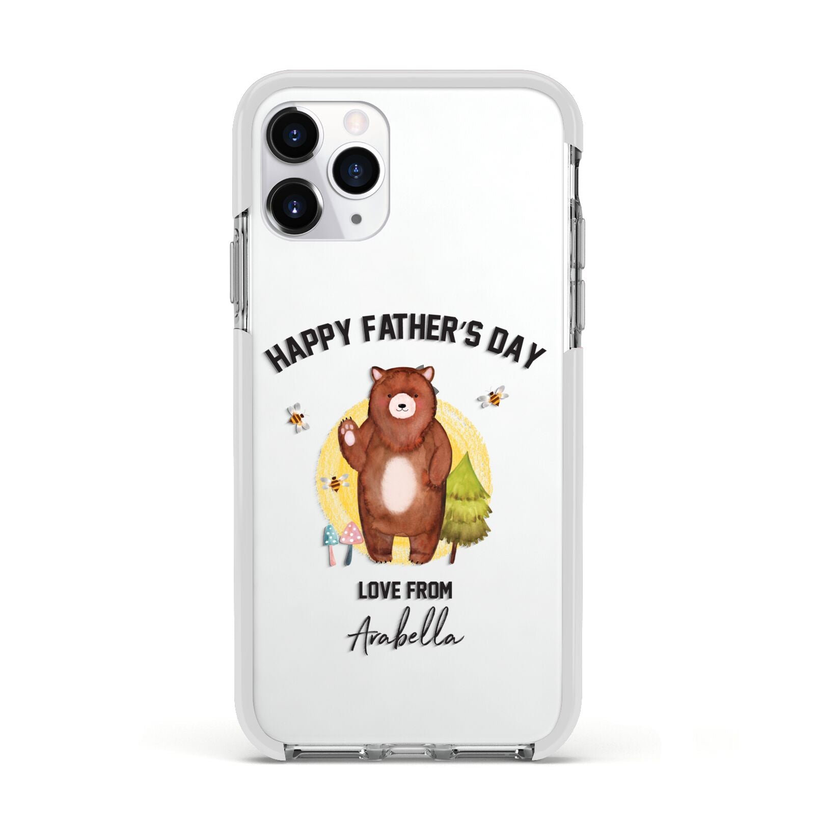 Fathers Day Bear Apple iPhone 11 Pro in Silver with White Impact Case