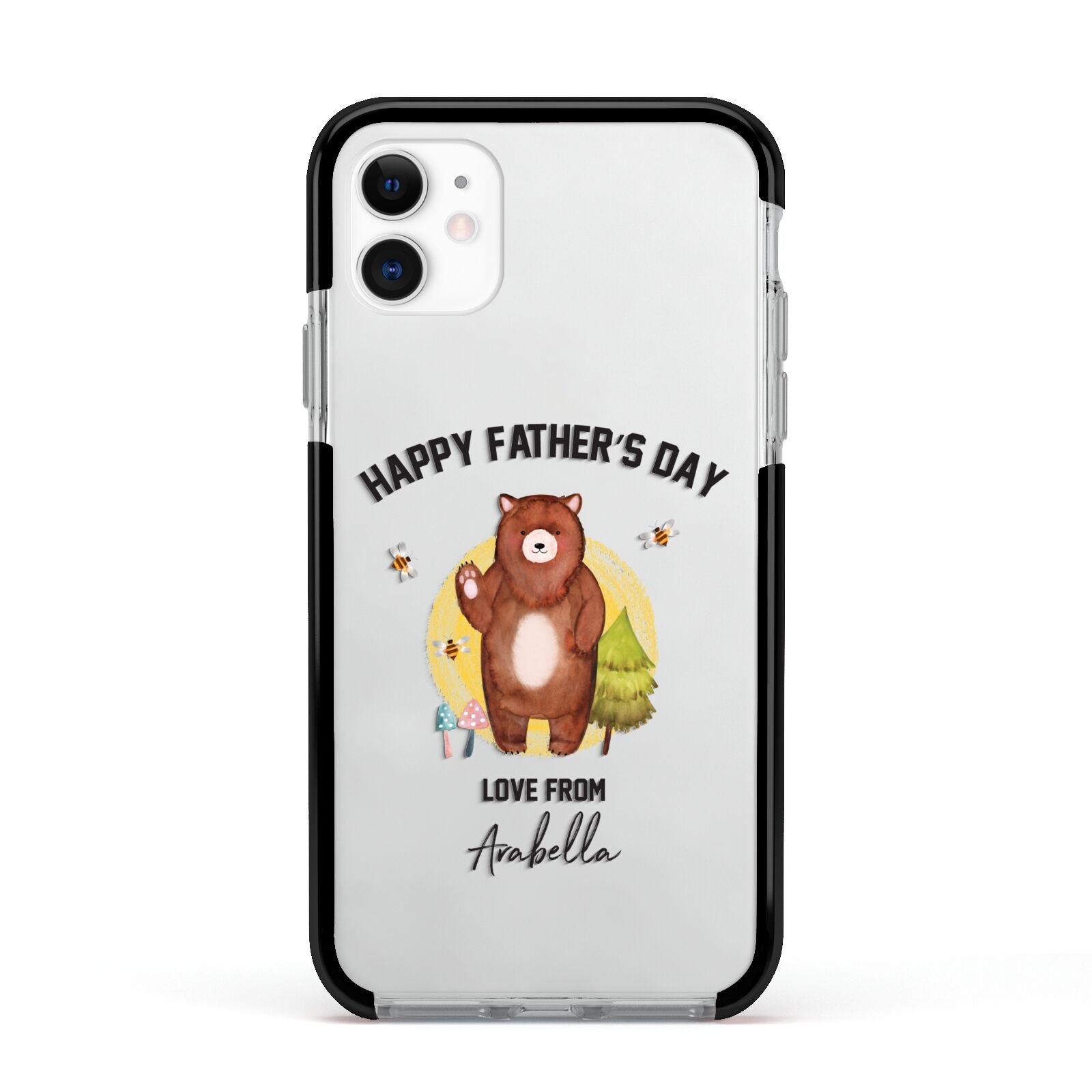 Fathers Day Bear Apple iPhone 11 in White with Black Impact Case