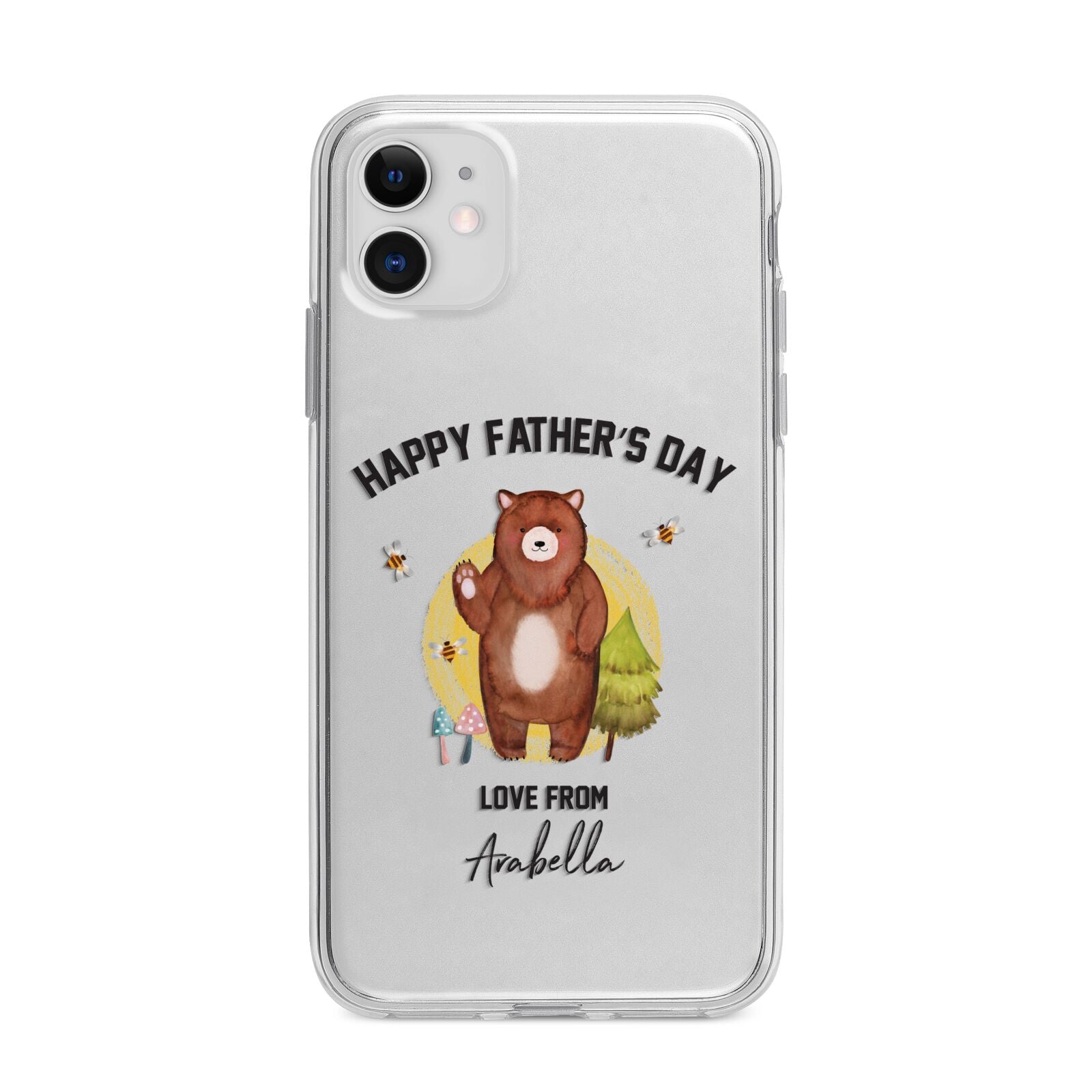 Fathers Day Bear Apple iPhone 11 in White with Bumper Case