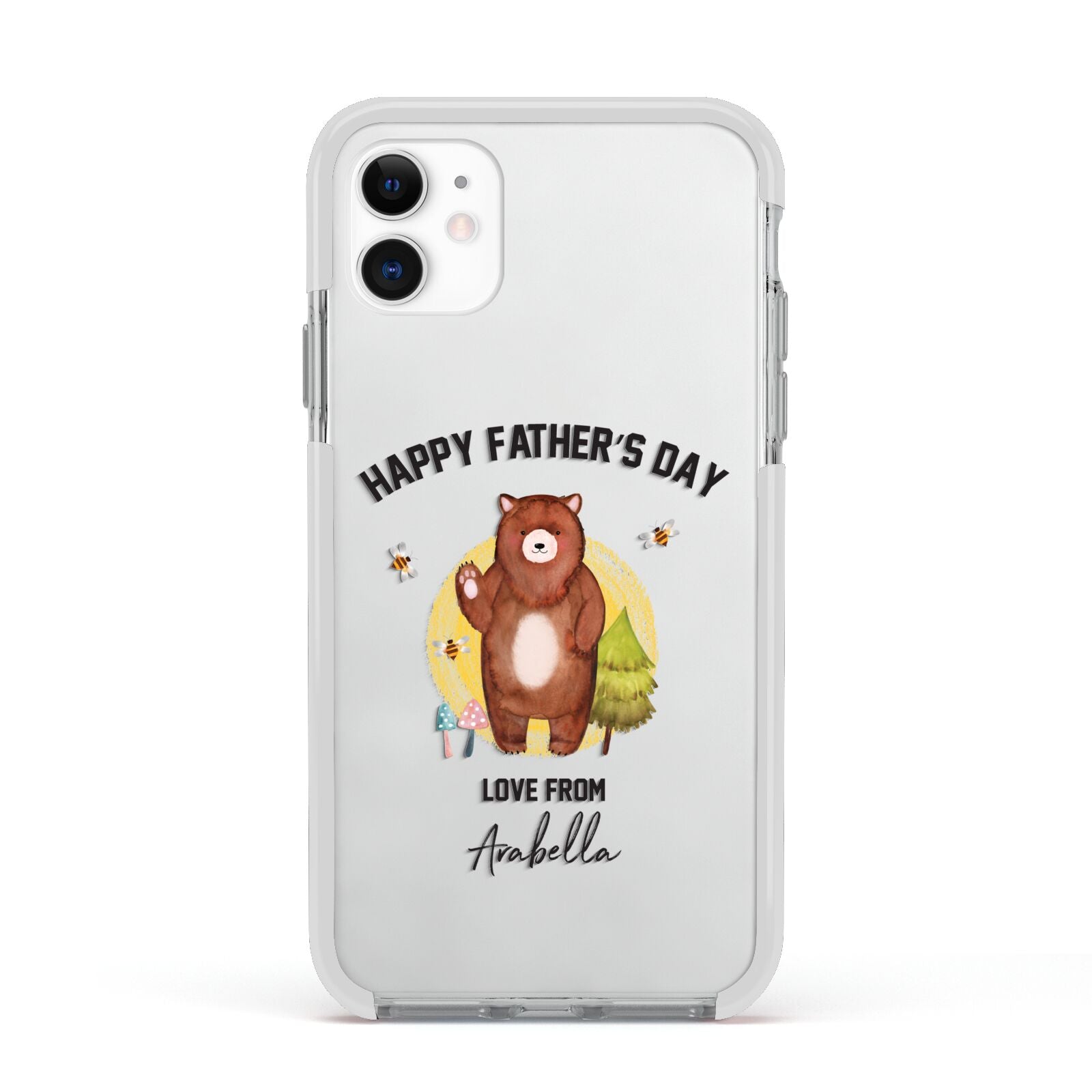 Fathers Day Bear Apple iPhone 11 in White with White Impact Case