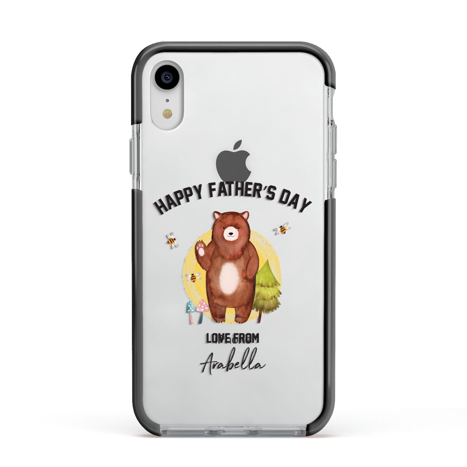 Fathers Day Bear Apple iPhone XR Impact Case Black Edge on Silver Phone