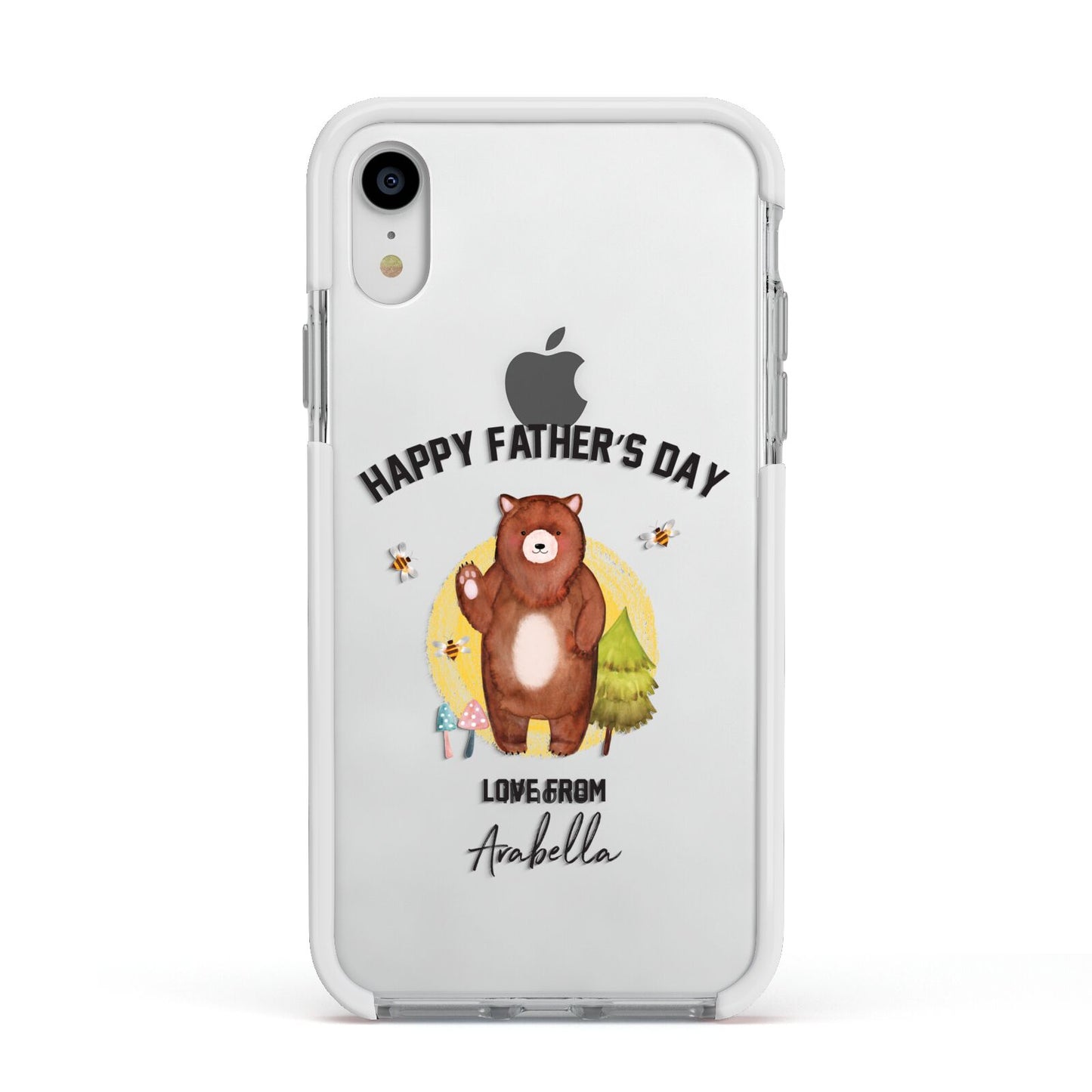 Fathers Day Bear Apple iPhone XR Impact Case White Edge on Silver Phone