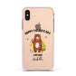 Fathers Day Bear Apple iPhone Xs Impact Case Pink Edge on Gold Phone