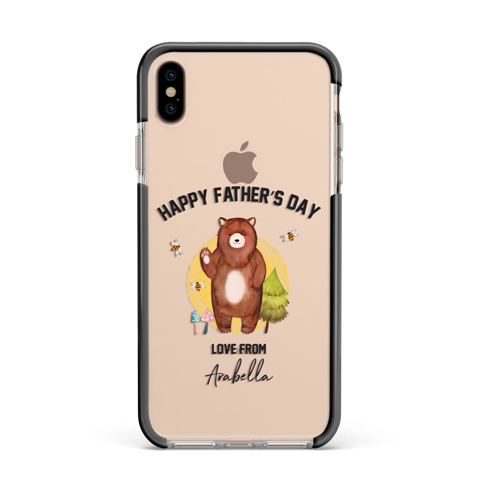 Fathers Day Bear Apple iPhone Xs Max Impact Case Black Edge on Gold Phone