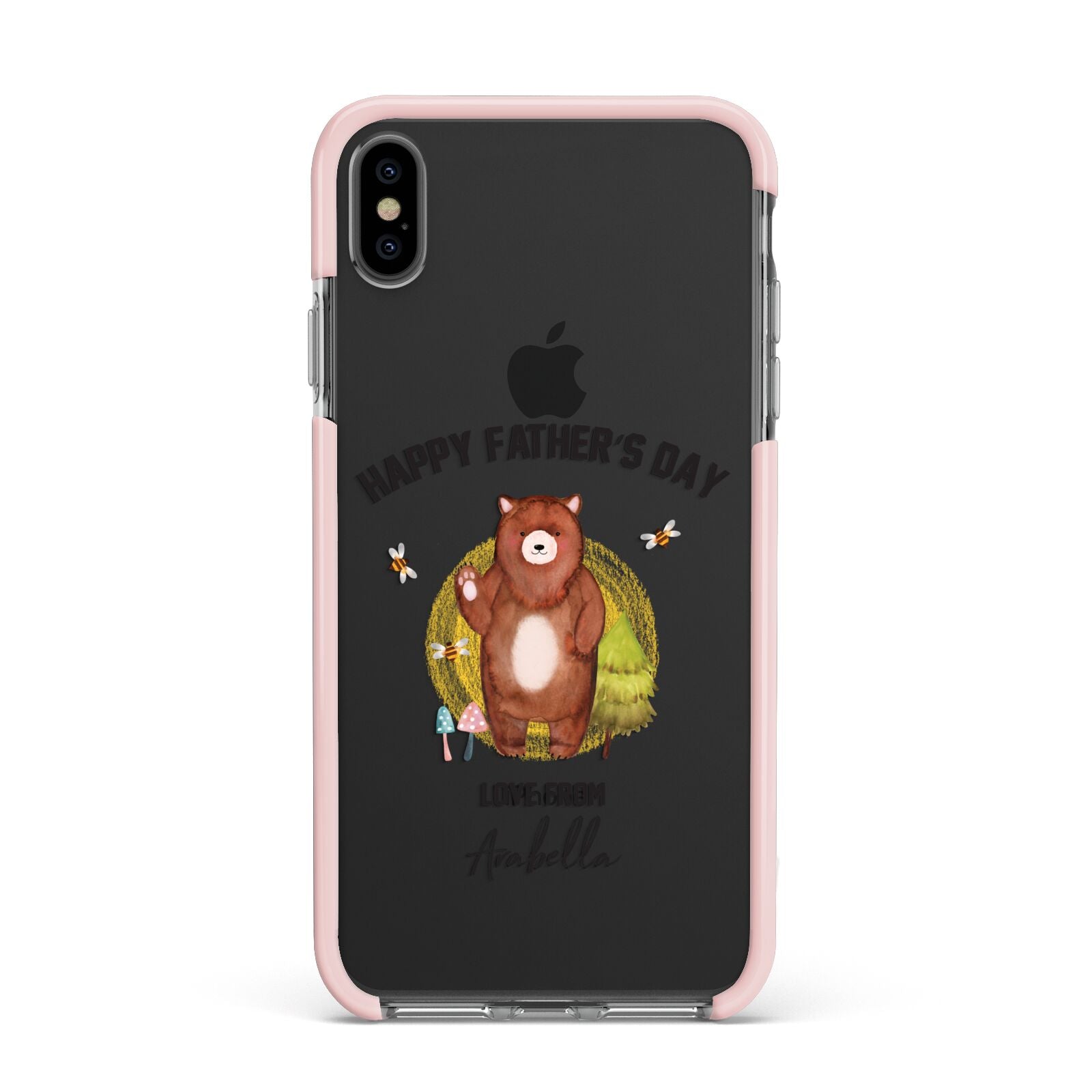 Fathers Day Bear Apple iPhone Xs Max Impact Case Pink Edge on Black Phone