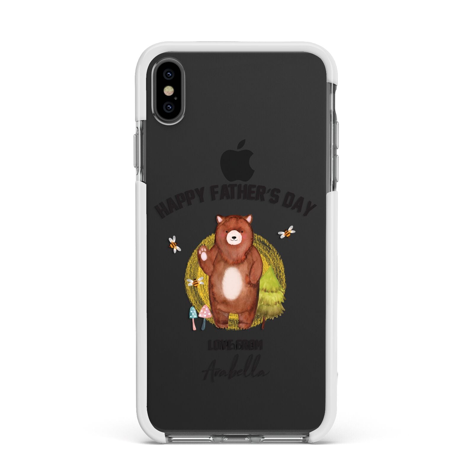 Fathers Day Bear Apple iPhone Xs Max Impact Case White Edge on Black Phone