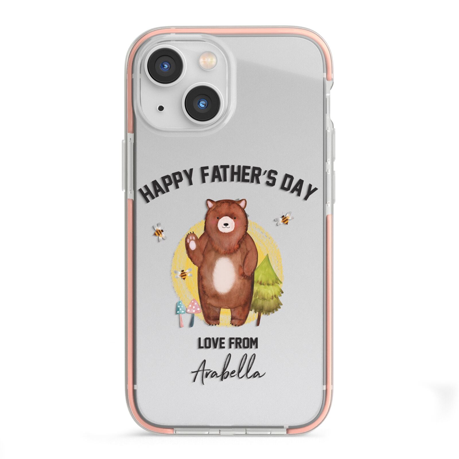Fathers Day Bear iPhone 13 Mini TPU Impact Case with Pink Edges