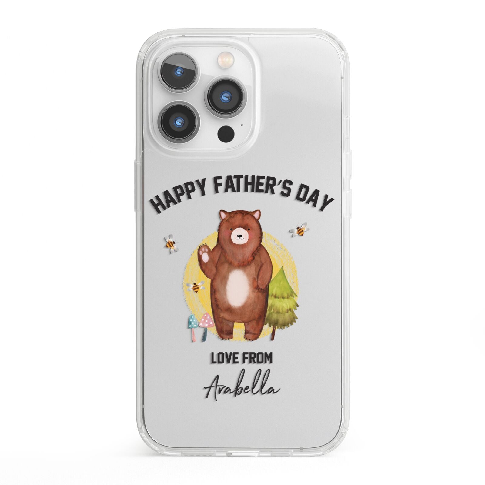 Fathers Day Bear iPhone 13 Pro Clear Bumper Case