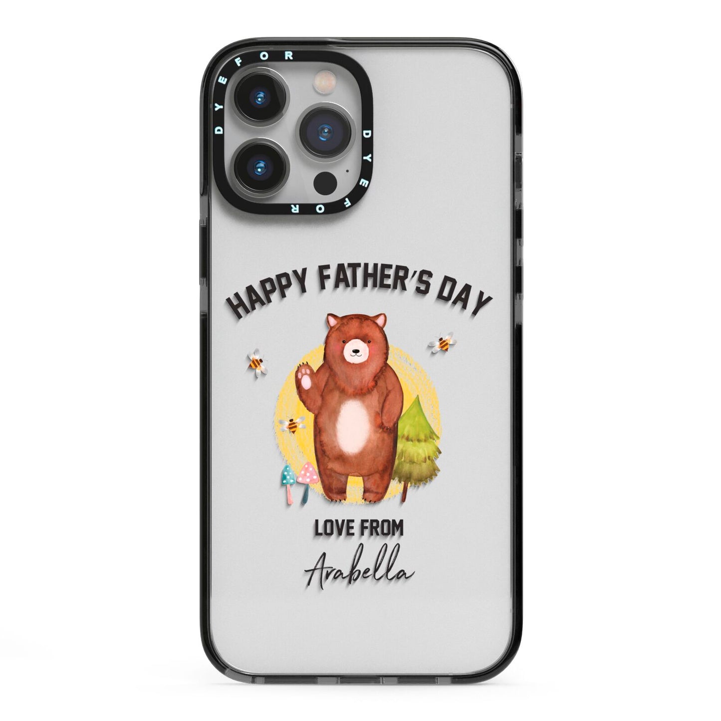 Fathers Day Bear iPhone 13 Pro Max Black Impact Case on Silver phone